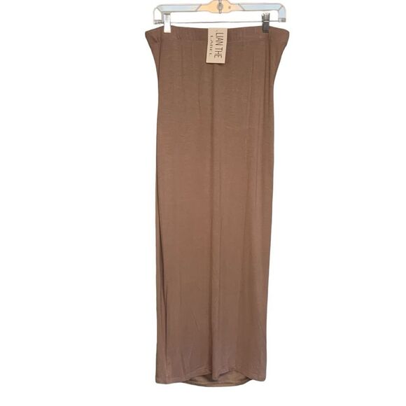 NWT Lian The Label Light Brown Stretch Dress Size Large - Picture 1 of 4